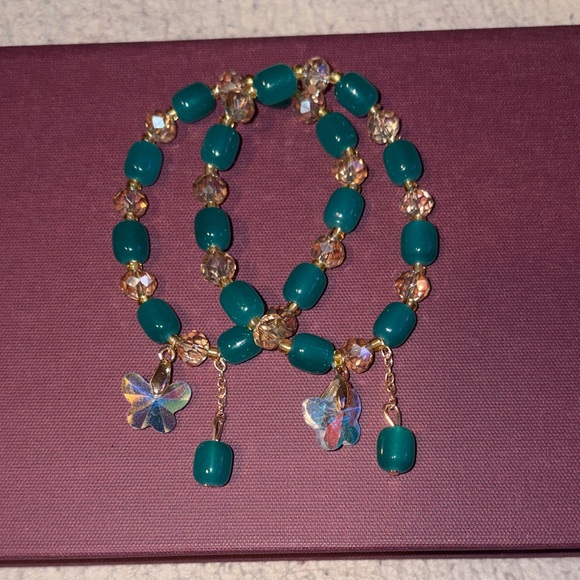 Jewelry - Jasmine’s Teal Rainbow Butterfly Beaded Bracelet NEW